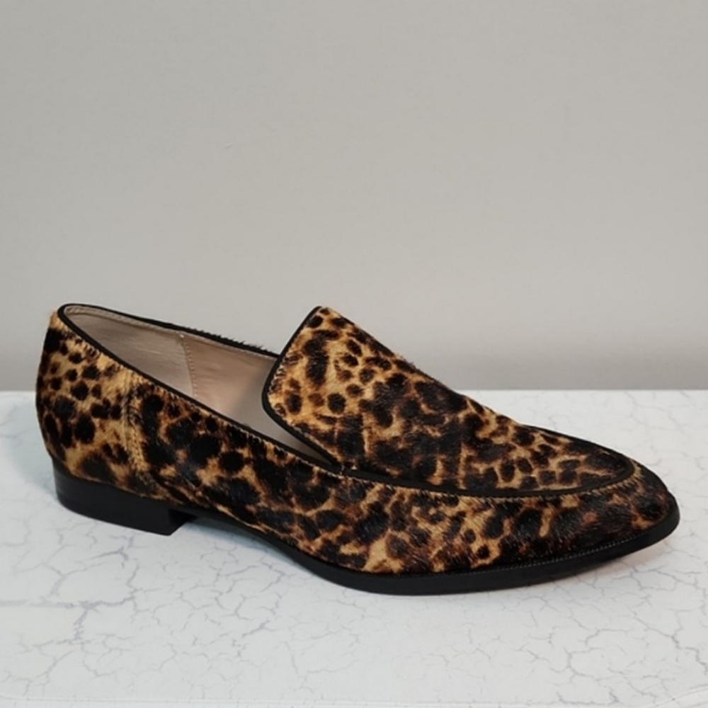 Zara Brown/Black Leopard Print Calf Hair Loafers, Size 38/7.5 ~ EUC
